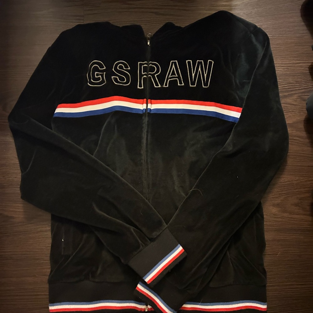 G-Star Raw Black Hoodie with Stripes